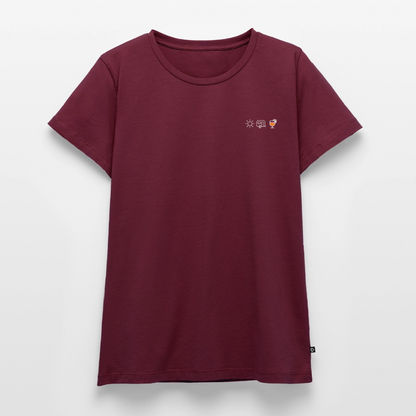 Sonne Wohnwagen Aperol - Damen Camping T-Shirt - Burgunderrot