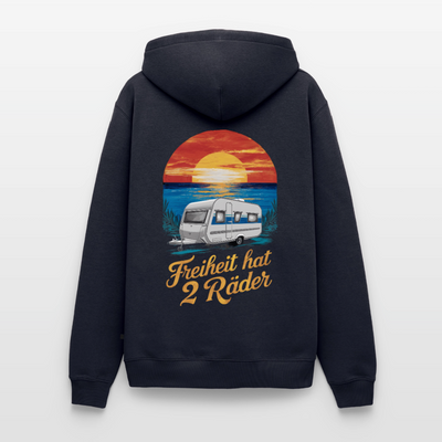 Freiheit hat 2 Räder - Herren Camping Hoodie - Wohnwagen - Navy