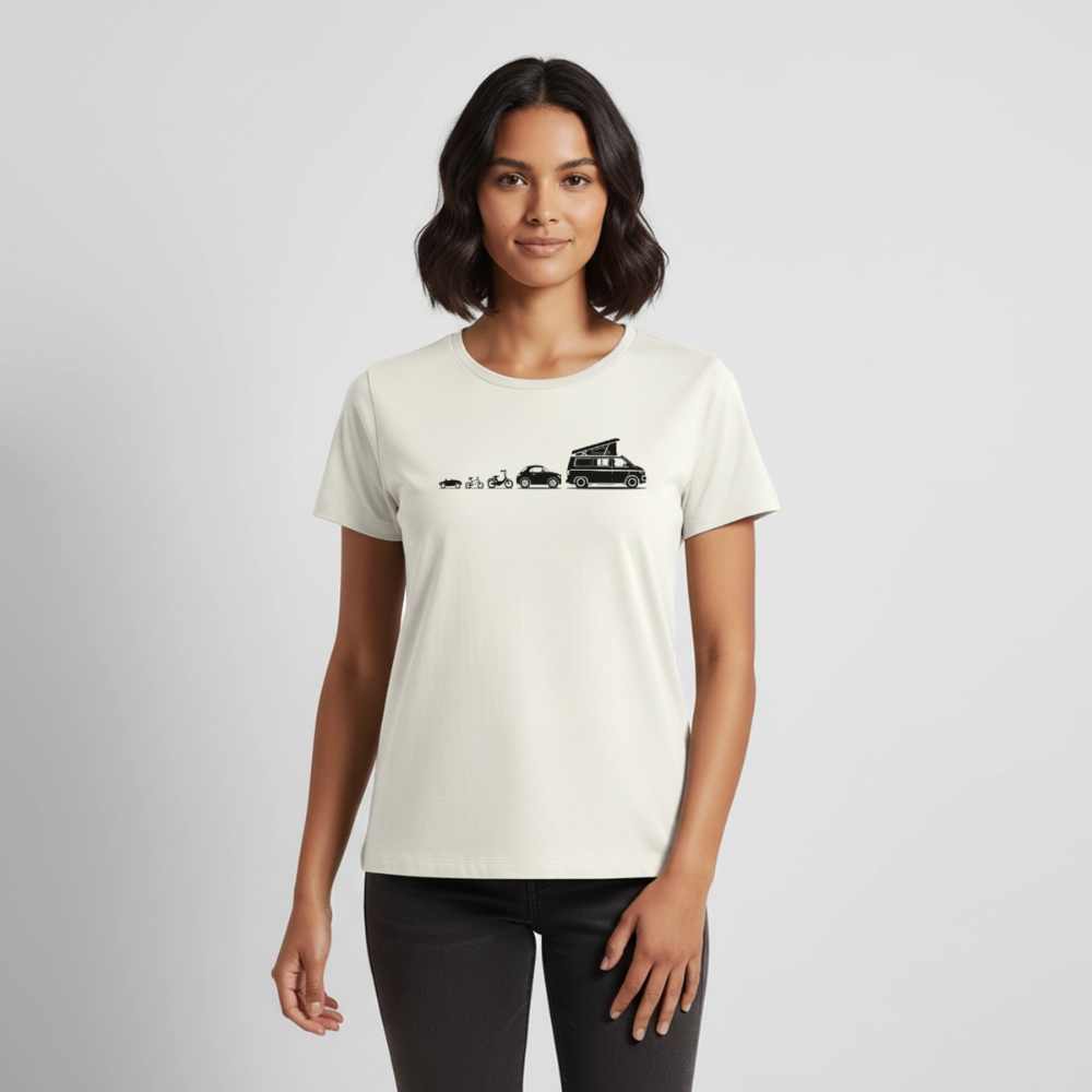 Evolution Bulli - Damen Camping T-Shirt - Naturweiß