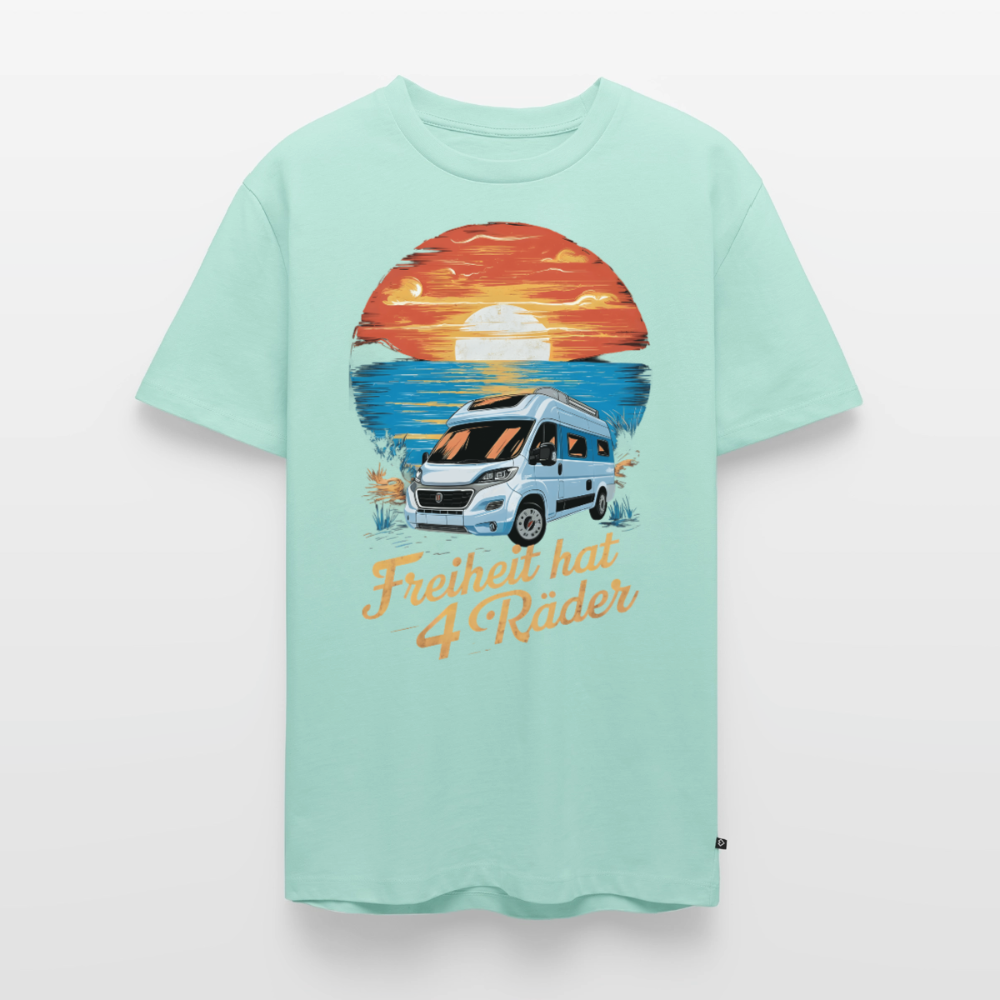 Freiheit hat 4 Räder - Herren Camping T-Shirt - Vanlife - Mint 