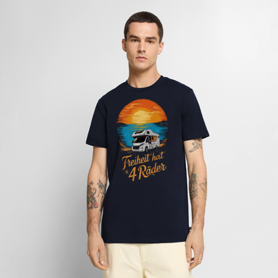 Freiheit hat 4 Räder - Herren Camping T-Shirt - Wohnmobil - Navy
