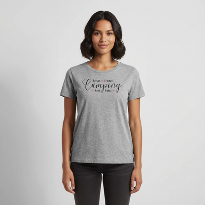 Camping Lifestyle Liebe - Damen Camping T-Shirt - Grau meliert