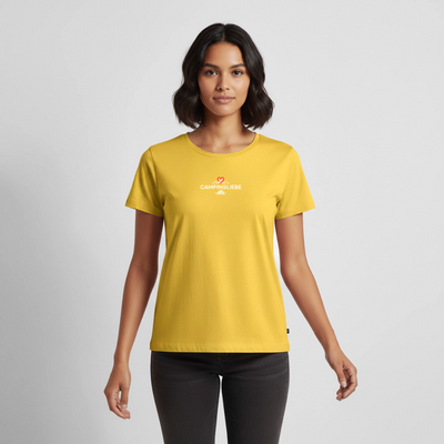 Wohnwagen Campingliebe - Damen Camping T-Shirt - Sonnengelb