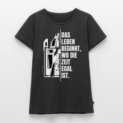 Camping ist Zeitlos - Damen Camping T-Shirt - Wohnmobil - Anthrazit meliert