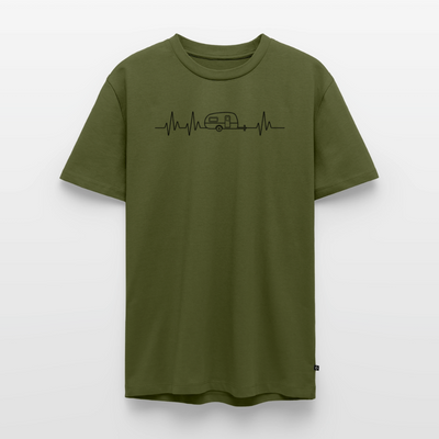 Herzschlag EKG Wohnwagen - Herren Camping T-Shirt - Khaki