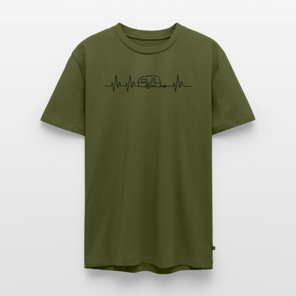 Herzschlag EKG Wohnwagen - Herren Camping T-Shirt - Khaki