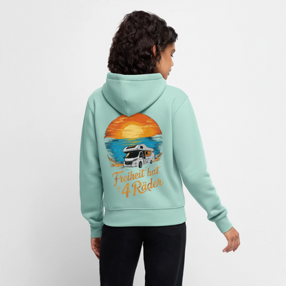 SS - Freiheit hat 4 Räder - Damen Camping Hoodie - Wohnmobil - Mint 