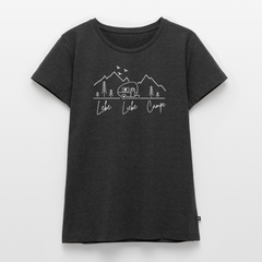 Lebe Liebe Campe - Damen Camping T-Shirt - Anthrazit meliert
