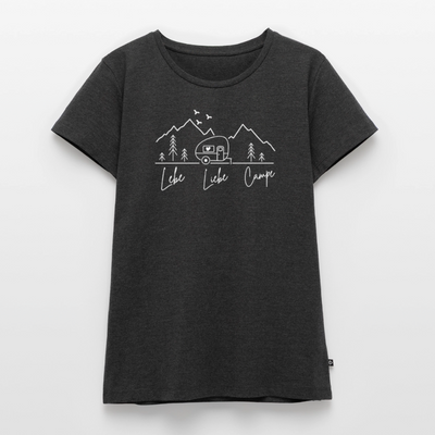 Lebe Liebe Campe - Damen Camping T-Shirt - Anthrazit meliert