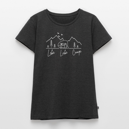 Lebe Liebe Campe - Damen Camping T-Shirt - Anthrazit meliert