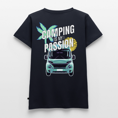 Camping Passion - Damen Camping T-Shirt - Navy