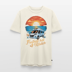 Freiheit hat 4 Räder - Herren Camping T-Shirt - Vanlife - Naturweiß