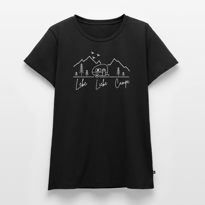 Lebe Liebe Campe - Damen Camping T-Shirt - Schwarz