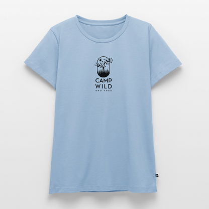 Camp Wild and Free - Damen Camping T-Shirt - Hellblau