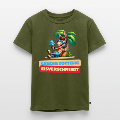Sandig Zottelig Eisverschmiert - Kinder Camping T-Shirt - Khaki