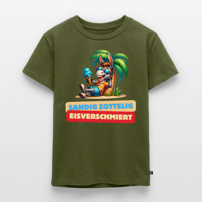 Sandig Zottelig Eisverschmiert - Kinder Camping T-Shirt - Khaki