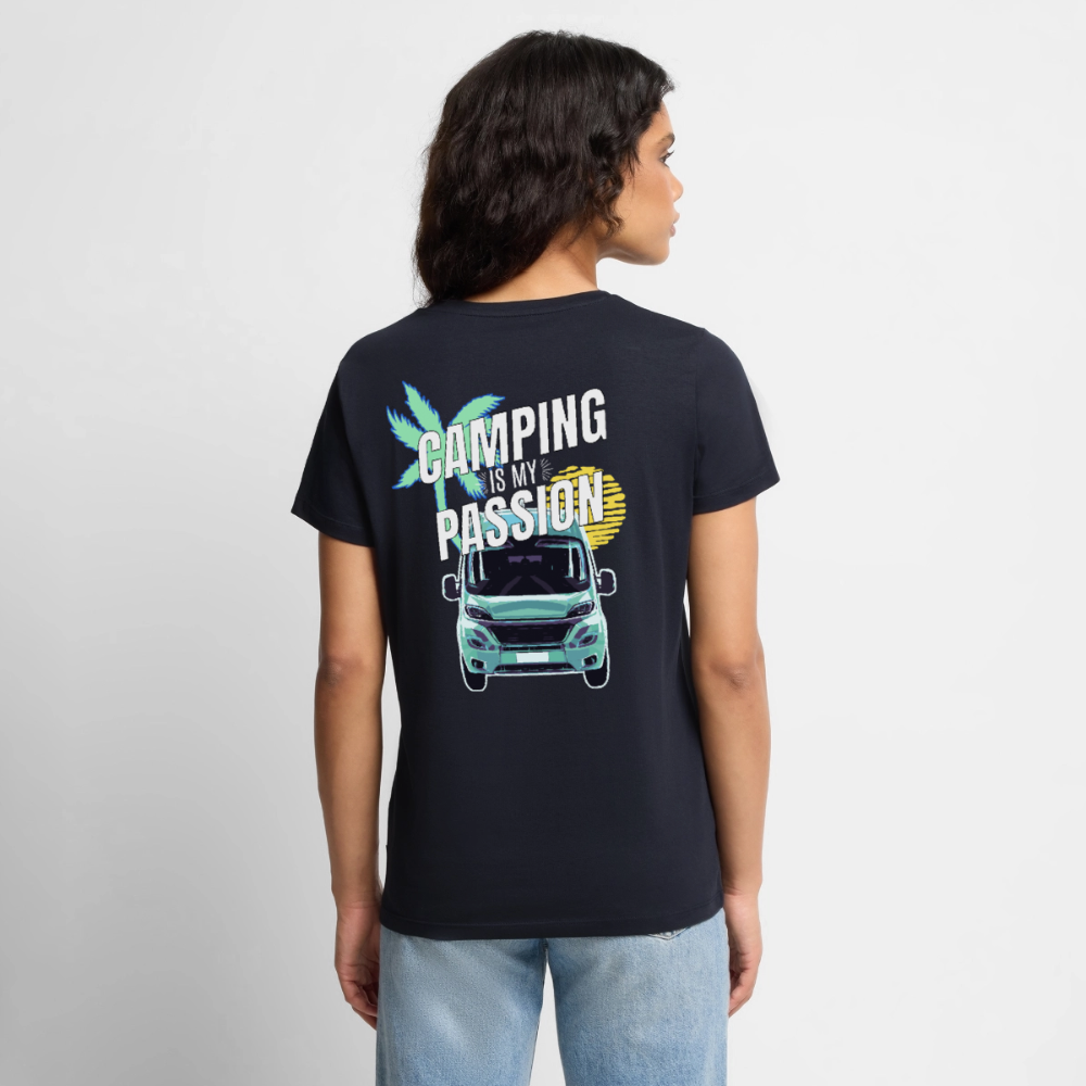 Camping Passion - Damen Camping T-Shirt - Navy
