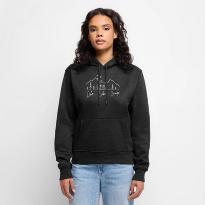 Lebe Liebe Campe - Damen Camping Hoodie - Anthrazit meliert