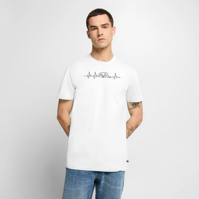 Herzschlag EKG Wohnwagen - Herren Camping T-Shirt - Weiß