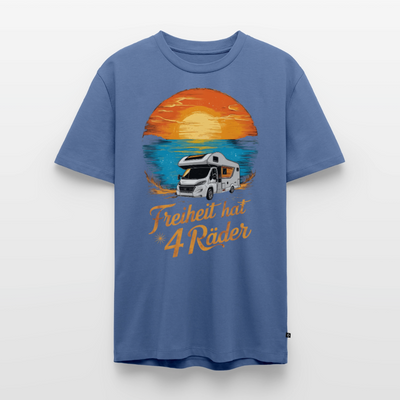 Freiheit hat 4 Räder - Herren Camping T-Shirt - Wohnmobil - Taubenblau