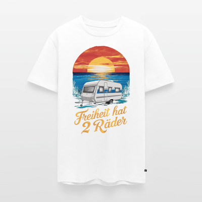 Freiheit hat 2 Räder - Herren Camping T-Shirt - Wohnwagen - Weiß