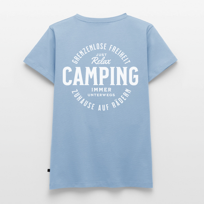 Grenzenlose Freiheit - Damen Camping T-Shirt - Hellblau