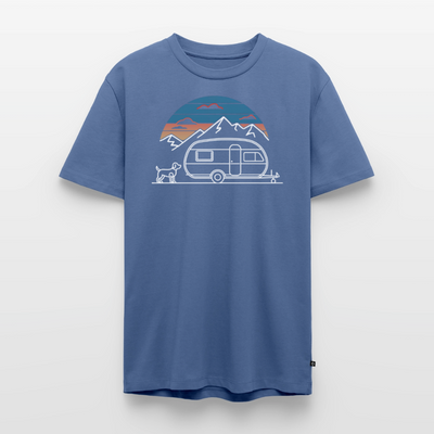 Wohnwagen mit Hund - Herren Camping T-Shirt - Taubenblau