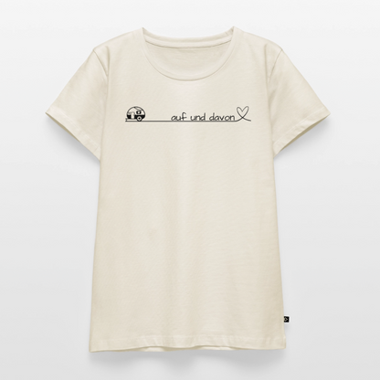 Auf und Davon - Damen Camping T-Shirt - Wohnwagen - Naturweiß