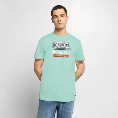 Wohnwagen Homeoffice - Herren Camping T-Shirt - Mint 