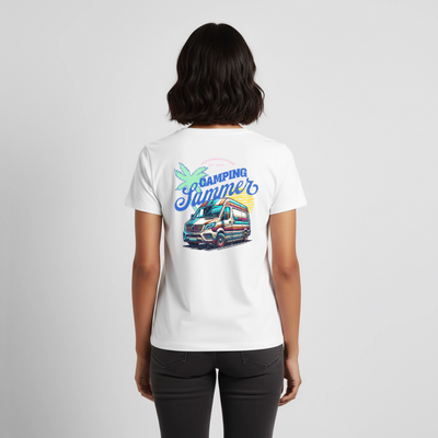 Camping Summer - Damen Camping T-Shirt - Weiß