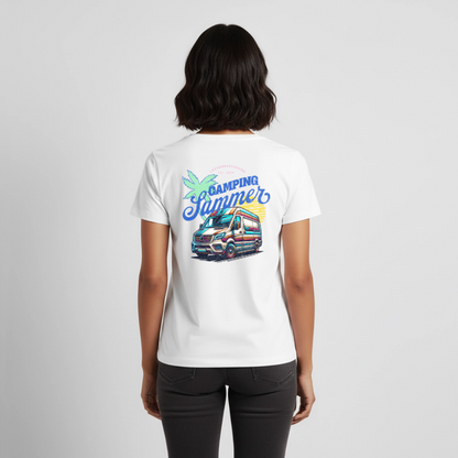 Camping Summer - Damen Camping T-Shirt - Weiß