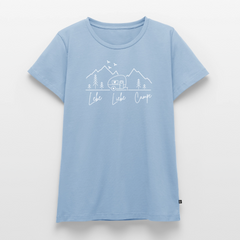 Lebe Liebe Campe - Damen Camping T-Shirt - Hellblau