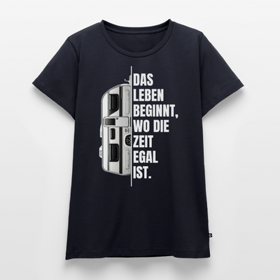 Camping ist Zeitlos - Damen Camping T-Shirt - Wohnwagen - Navy