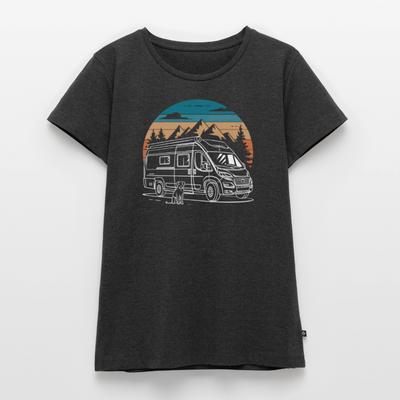 Vanlife mit Hund - Damen Camping T-Shirt - Anthrazit meliert