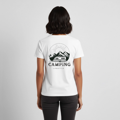 Camping Lifestyle - Damen Camping T-Shirt - Weiß