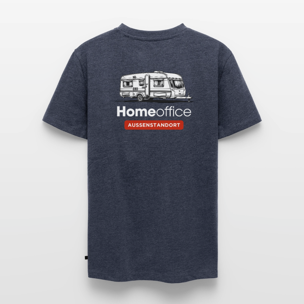 Wohnwagen Homeoffice - Herren Camping T-Shirt - Rückendruck - Jeansblau 