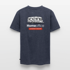 Wohnwagen Homeoffice - Herren Camping T-Shirt - Rückendruck - Jeansblau 