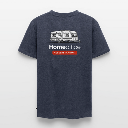 Wohnwagen Homeoffice - Herren Camping T-Shirt - Rückendruck - Jeansblau 