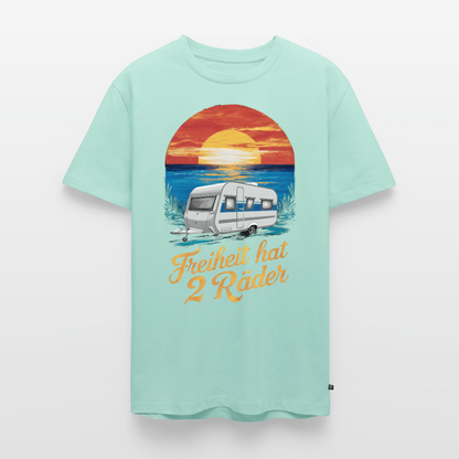 Freiheit hat 2 Räder - Herren Camping T-Shirt - Wohnwagen - Mint 
