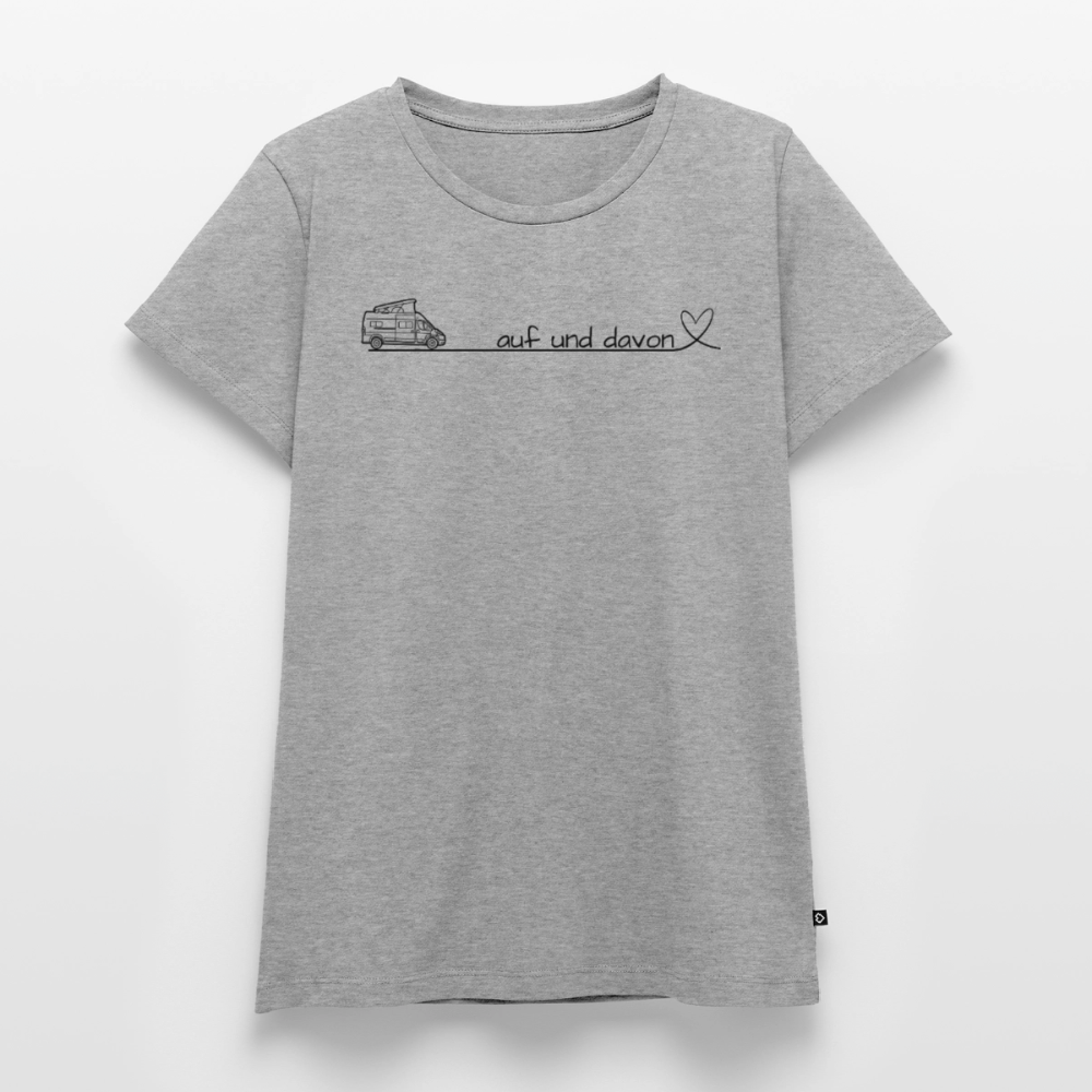 Auf und Davon - Damen Camping T-Shirt - Bulli / Van - Grau meliert