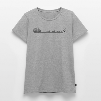 Auf und Davon - Damen Camping T-Shirt - Bulli / Van - Grau meliert