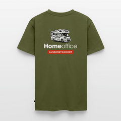 Wohnmobil Homeoffice - Herren Camping T-Shirt - Rückendruck - Khaki