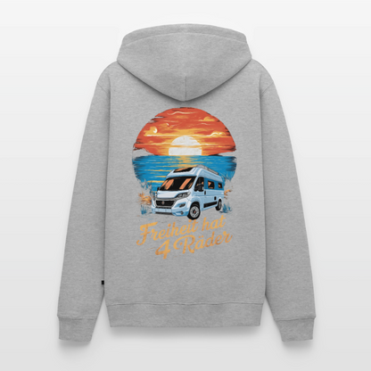 Freiheit hat 4 Räder - Herren Camping Hoodie - Vanlife - Grau meliert