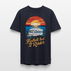 Freiheit hat 2 Räder - Herren Camping T-Shirt - Wohnwagen - Navy