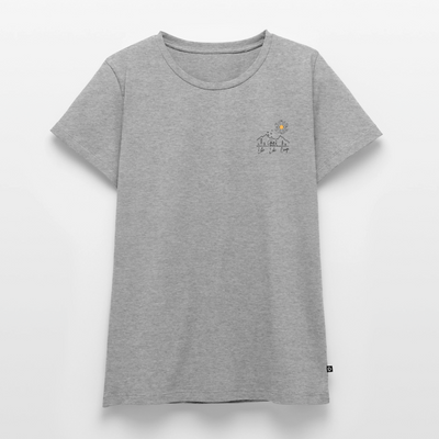 Lebe Liebe Campe - Damen Camping T-Shirt - Brust - Grau meliert