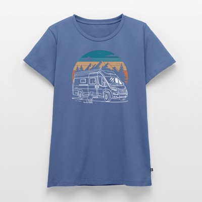 Vanlife mit Hund - Damen Camping T-Shirt - Taubenblau