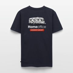 Wohnwagen Homeoffice - Herren Camping T-Shirt - Rückendruck - Navy