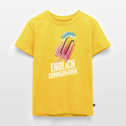Endlich Sommerferien - Kinder Camping T-Shirt - Sonnengelb