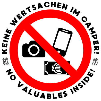 Warnaufkleber - Keine Wertsachen im Camper - LazyDonkeyDesign 