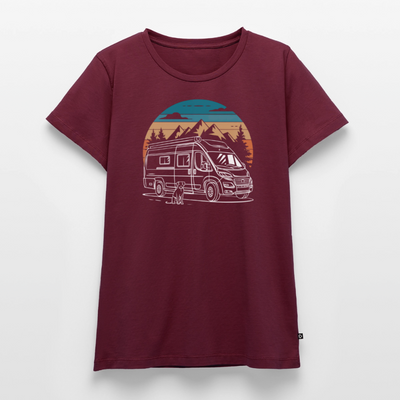 Vanlife mit Hund - Damen Camping T-Shirt - Burgunderrot